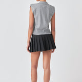 Soft Sleeveless Knit Polo Top