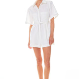 Shoulder Pad Shirt Romper