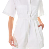 Shoulder Pad Shirt Romper