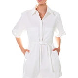 Shoulder Pad Shirt Romper