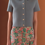 Jewel Buttoned Cropped Knit Top