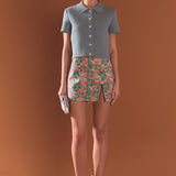 Jewel Buttoned Cropped Knit Top