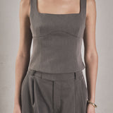 Back Bow Sleeveless Fitted Top