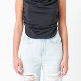 GREY LAB - Cowl Neck Ruched Top - TOPS available at Objectrare