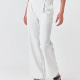 Pinstriped High Waisted Wide Trousers