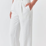 Pinstriped High Waisted Wide Trousers