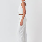 Pinstriped High Waisted Wide Trousers
