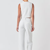 Pinstriped High Waisted Wide Trousers