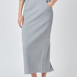 Mid-Waisted French Terry Maxi Skirt