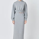 Mid-Waisted French Terry Maxi Skirt
