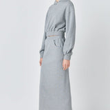 Mid-Waisted French Terry Maxi Skirt