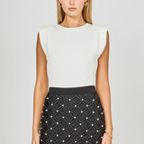 Rhinestone and Pearl Detail Mini Skirt