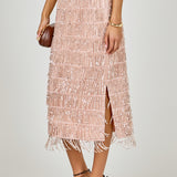 Sequins Tassel Midi Skirt