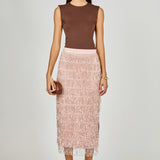 Sequins Tassel Midi Skirt