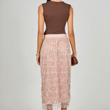 Sequins Tassel Midi Skirt