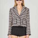Fringed Tweed Blazer