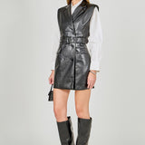 Pu Double Breasted Mini Dress