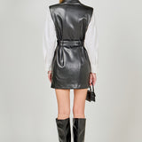 Pu Double Breasted Mini Dress