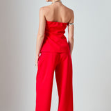 Mid Rise Pleated Wide leg Trousers