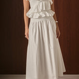 Mixed Media Strapless Maxi Dress