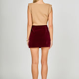 Velvet Jeweled Button Mini Skirt