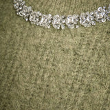 Jewel Embroidered Fuzzy Cable Knit Chunky Sweater