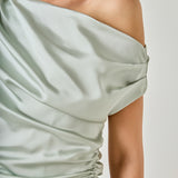 Asymmetrical Off-The-Shoulder Satin Top