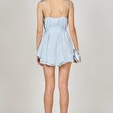 Spaghetti Tie Belted Romper Dress