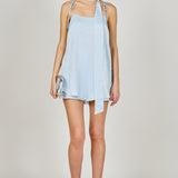 Spaghetti Tie Belted Romper Dress