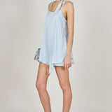 Spaghetti Tie Belted Romper Dress