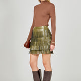 Faux Leather Fringe Mini Skirt