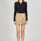 Pu Slit Detail Skort