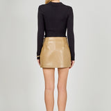 Pu Slit Detail Skort