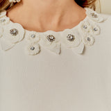 Floral Detail Short Sleeve Sweater