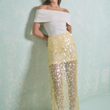 Sequin Mesh Maxi Skirt