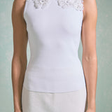 Flower Trim Detail Sleeveless Top