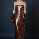 Strapless Sequin Maxi Dress