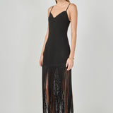 Satin Fringe Maxi Dress