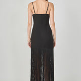 Satin Fringe Maxi Dress