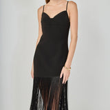 Satin Fringe Maxi Dress