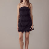 Floral Appliqué Strapless Mini Dress