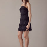 Floral Appliqué Strapless Mini Dress