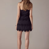Floral Appliqué Strapless Mini Dress