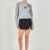 Floral Appliqué Knit Sweater