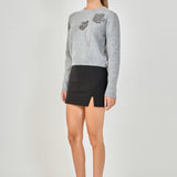Floral Appliqué Knit Sweater