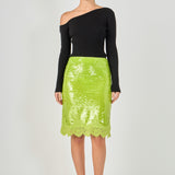 Sequins Lace Detail Midi Skirt