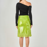 Sequins Lace Detail Midi Skirt