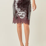 Sequins Lace Detail Midi Skirt