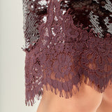 Sequins Lace Detail Midi Skirt