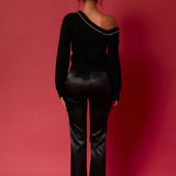 Chain Trimmed One Shoulder Top
